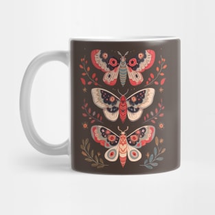 Folk Art Botanical Moths Mug